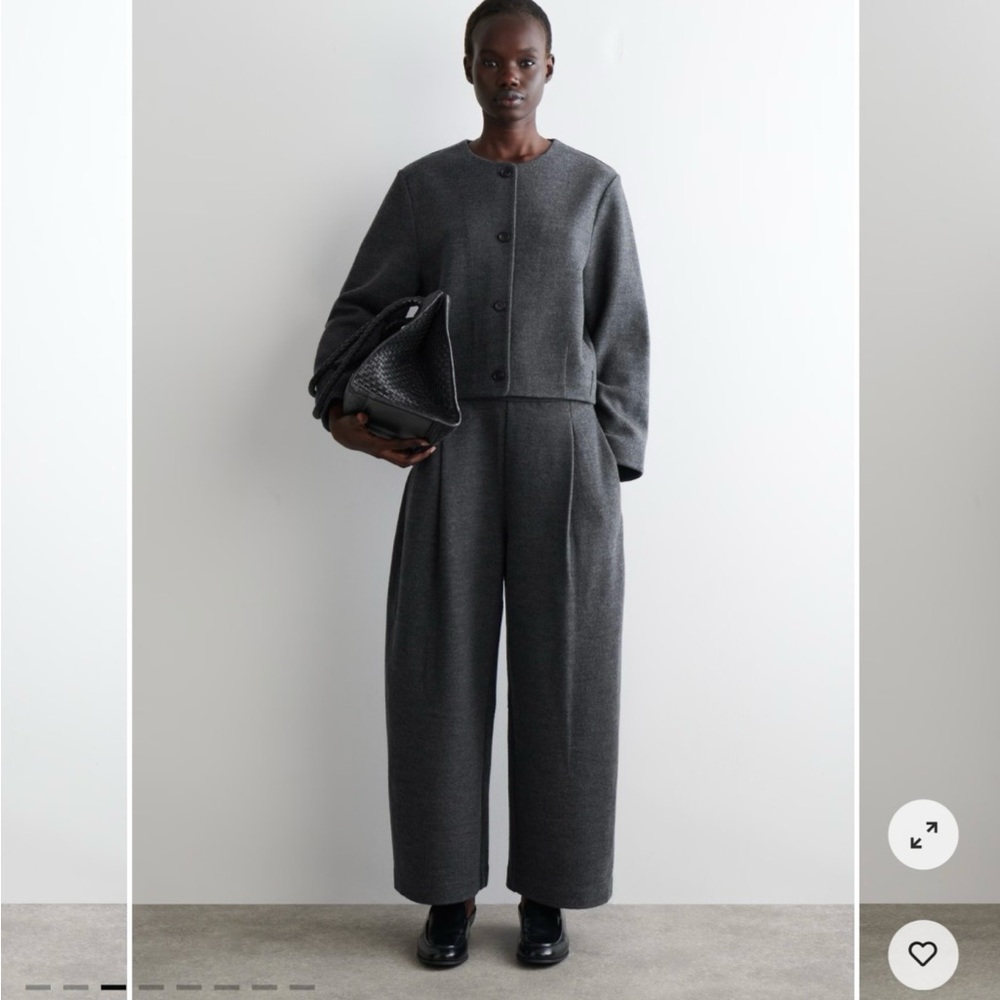 COS charcoal boiled wool cropped jacket size s